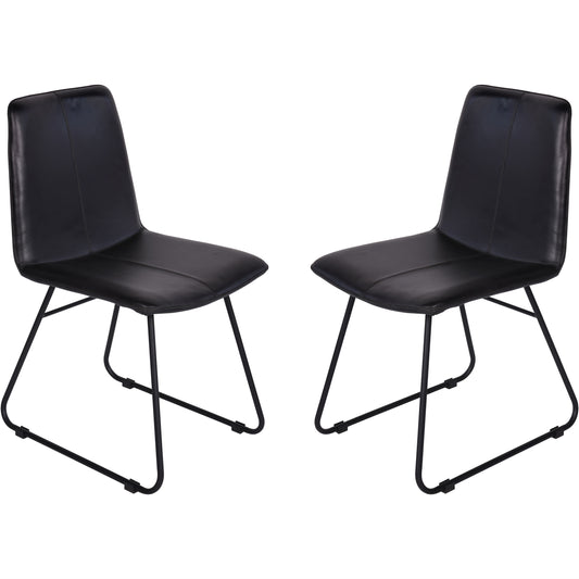 Slate Leather Dining Chairs (Set of 2) in Charcoal