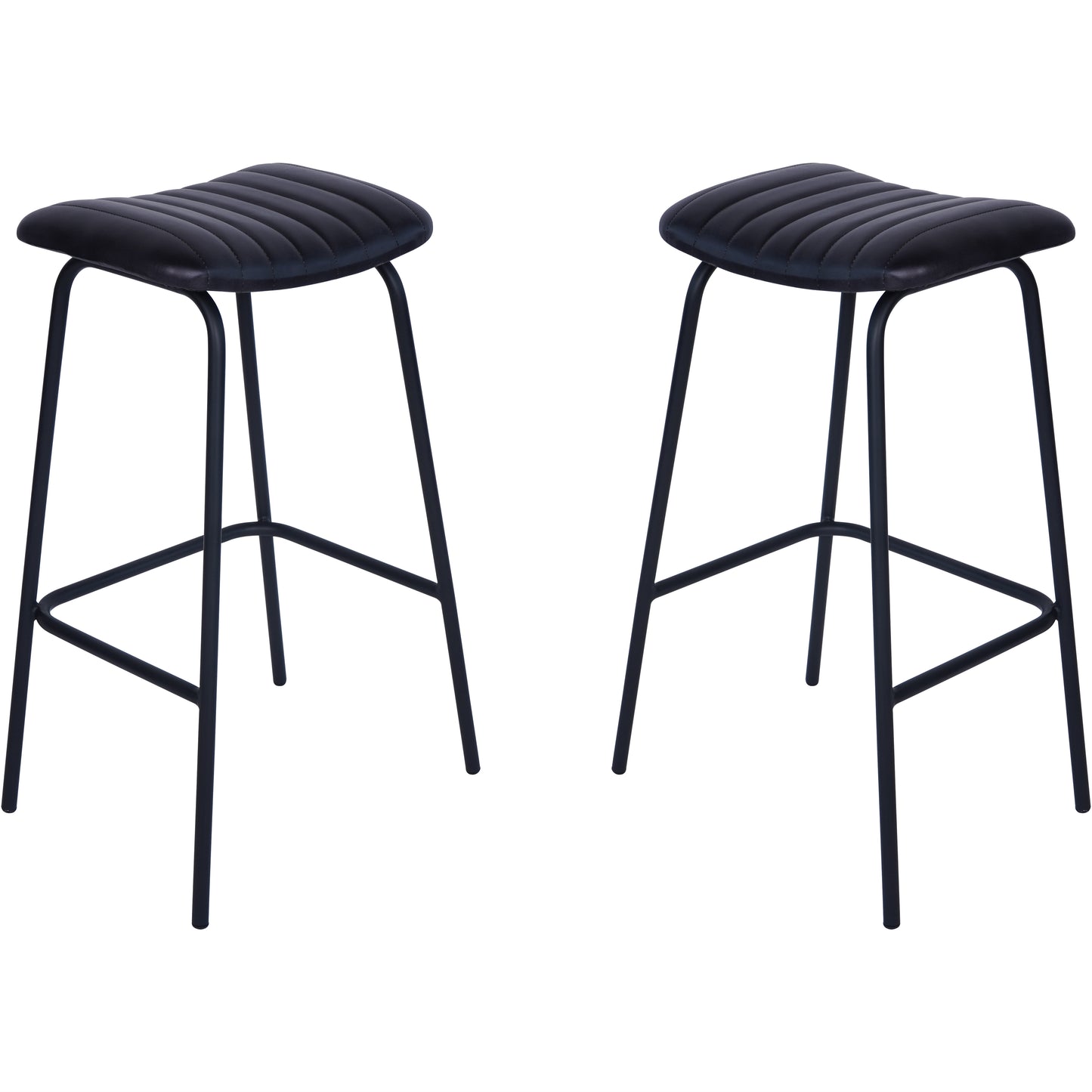 Pair of Arthur Leather Bar Stools in Charcoal