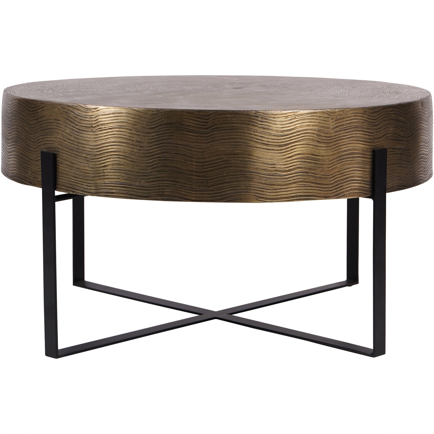 Santa Cruz Etched Brass Finish Coffee Table