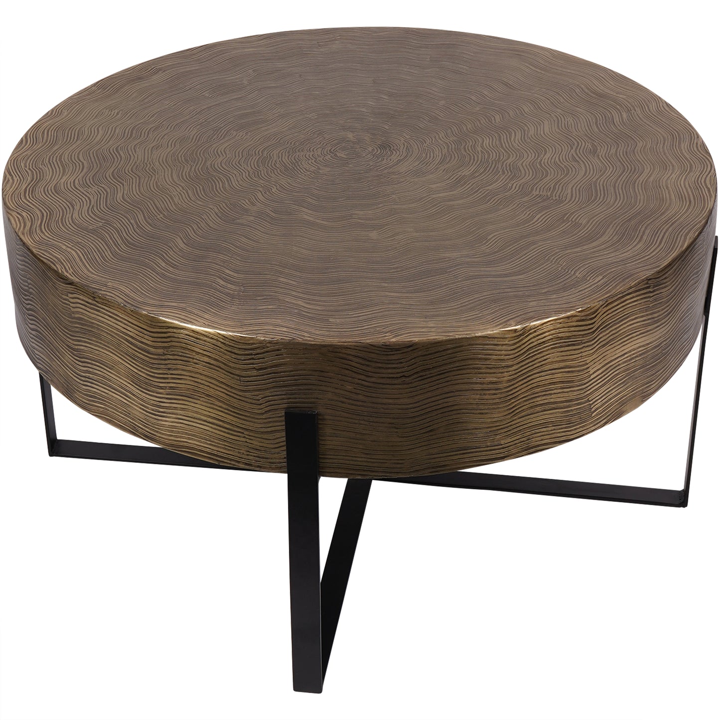 Santa Cruz Etched Brass Finish Coffee Table