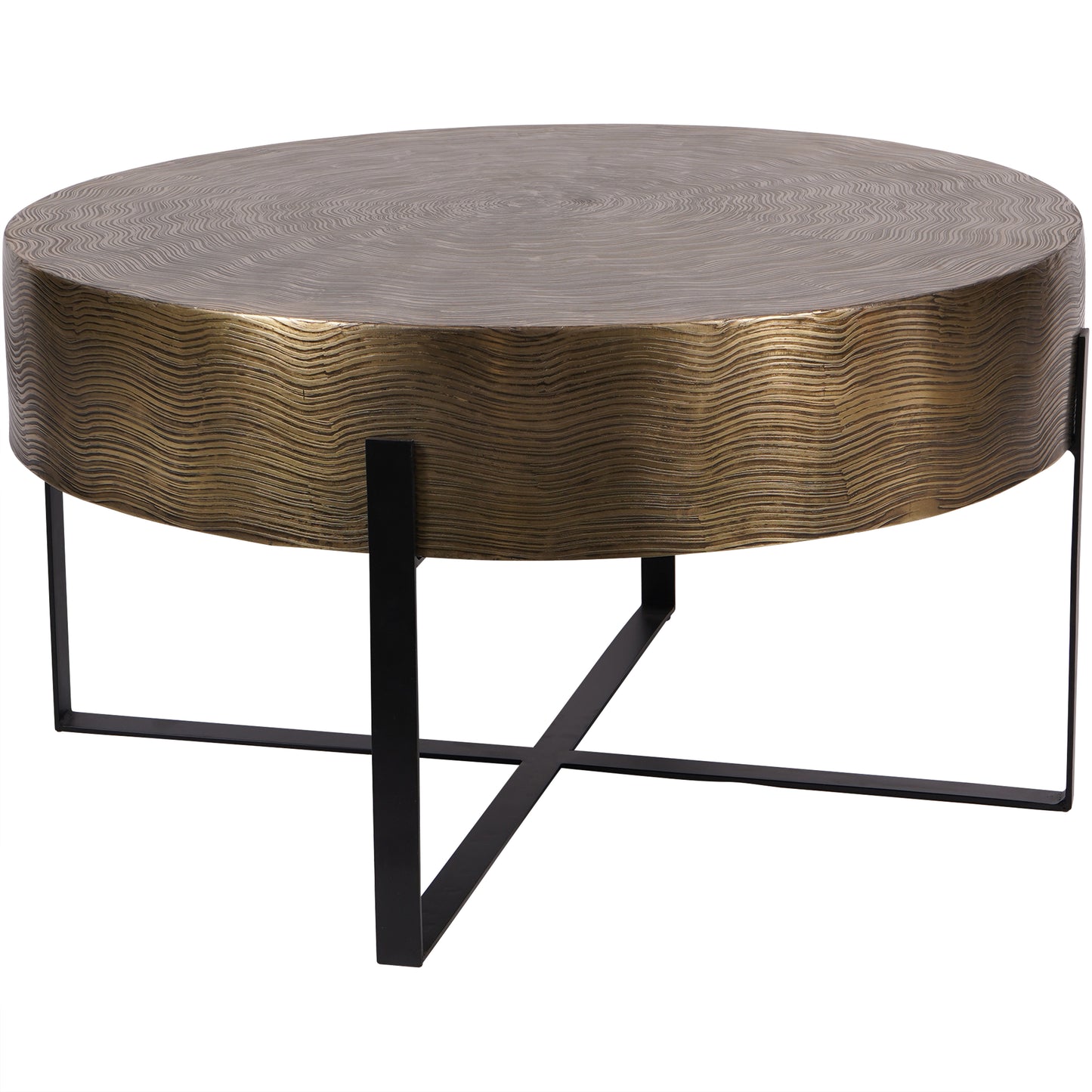 Santa Cruz Etched Brass Finish Coffee Table