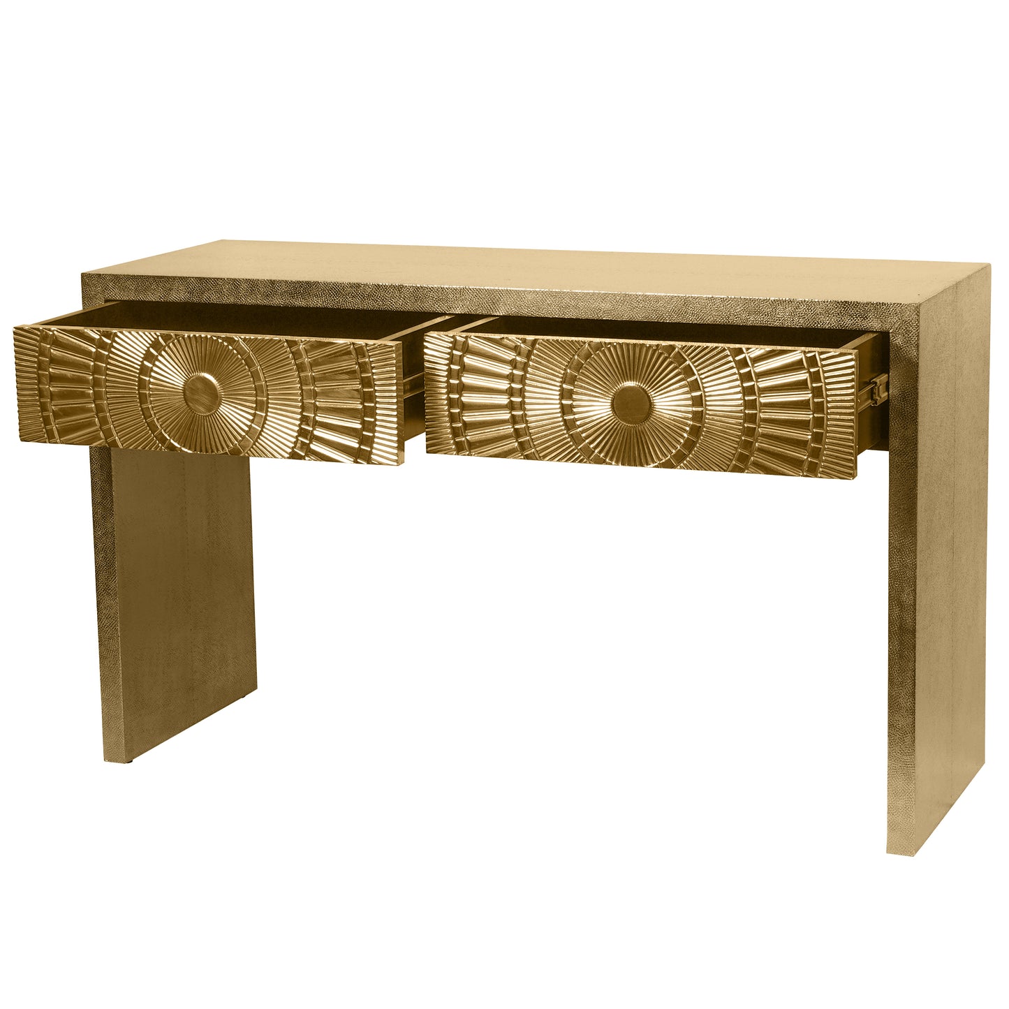 Aurelia Gold Embossed Metal Console Table