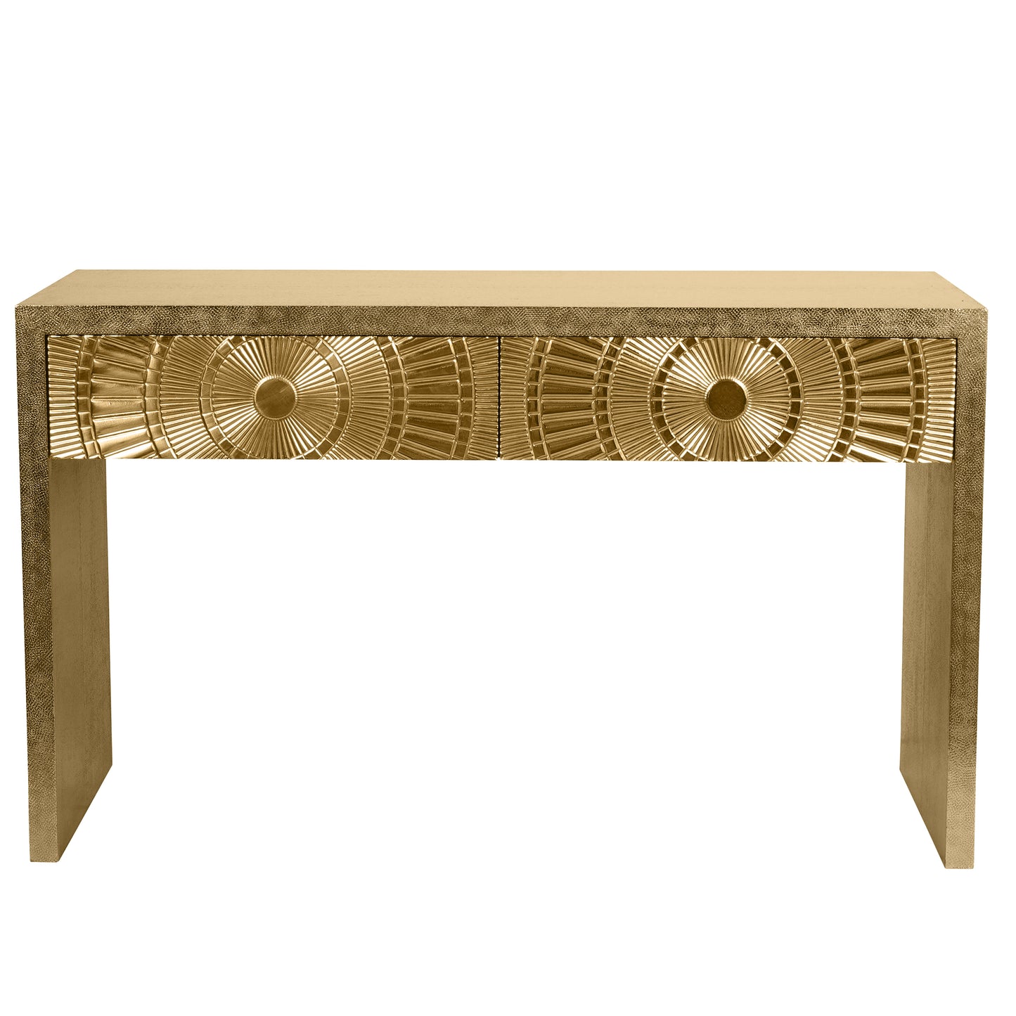 Aurelia Gold Embossed Metal Console Table