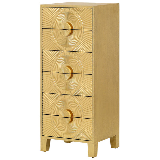 Aurum Embossed Metal Six-Drawer Tall Chest