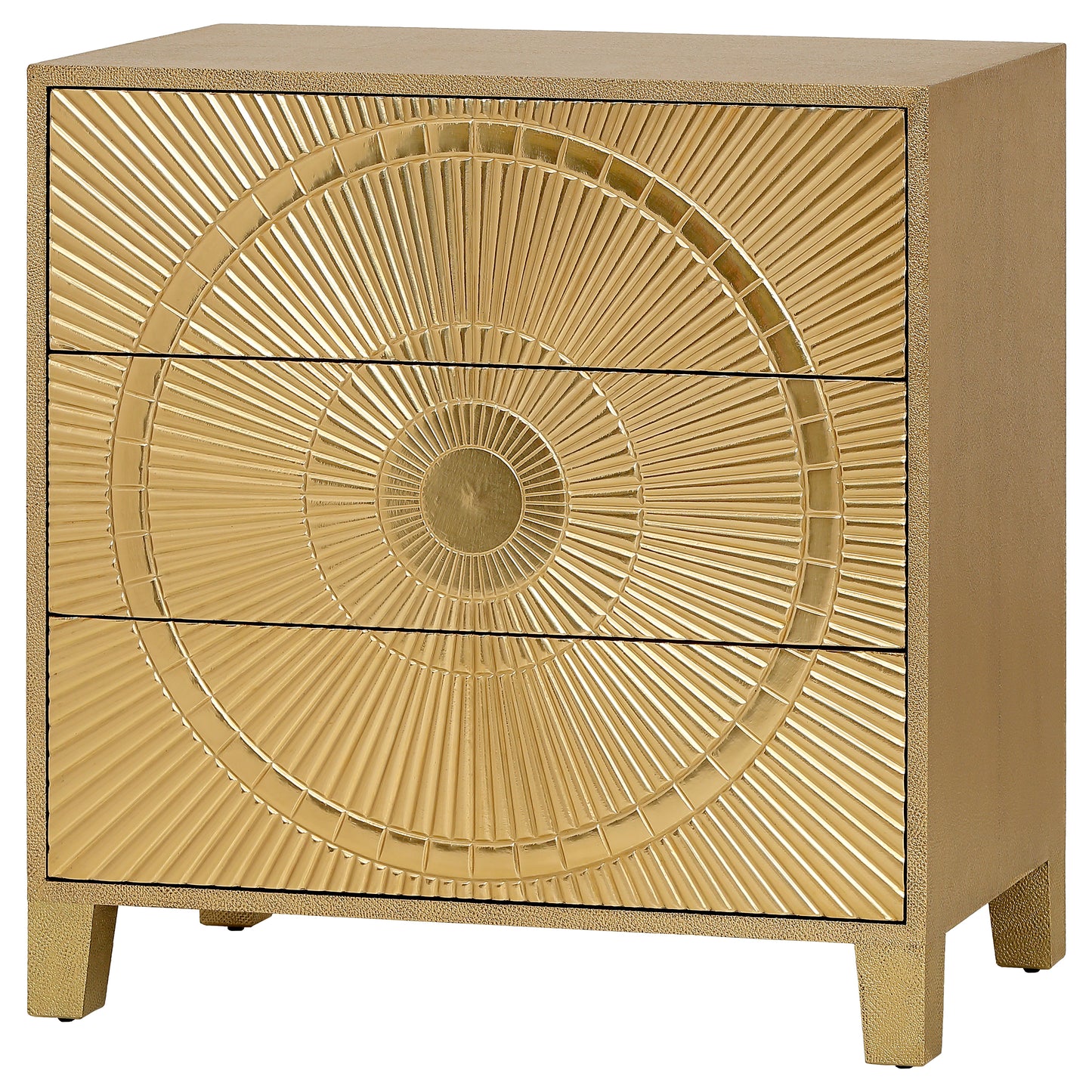 Aurora Gold Embossed Three-Drawer Chest