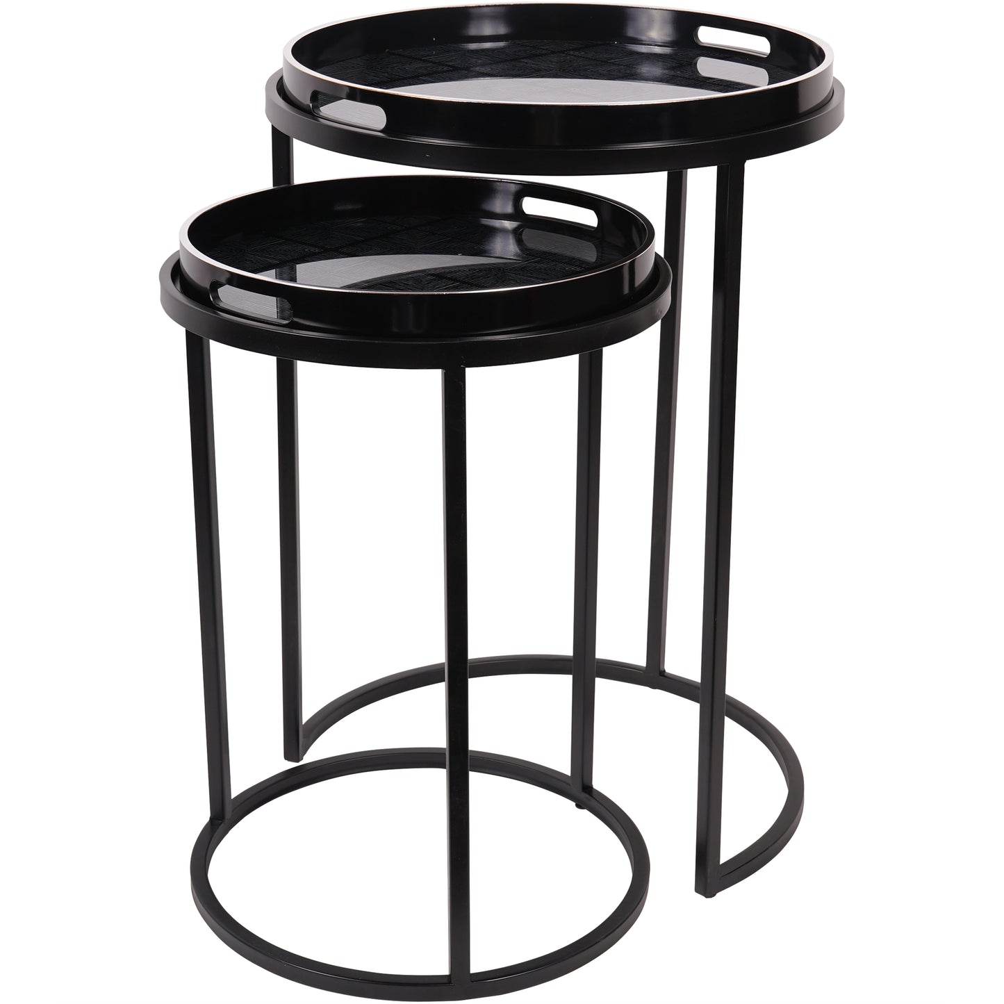 Squares Pattern Painted Side Tables - Set of 2 &nbsp;