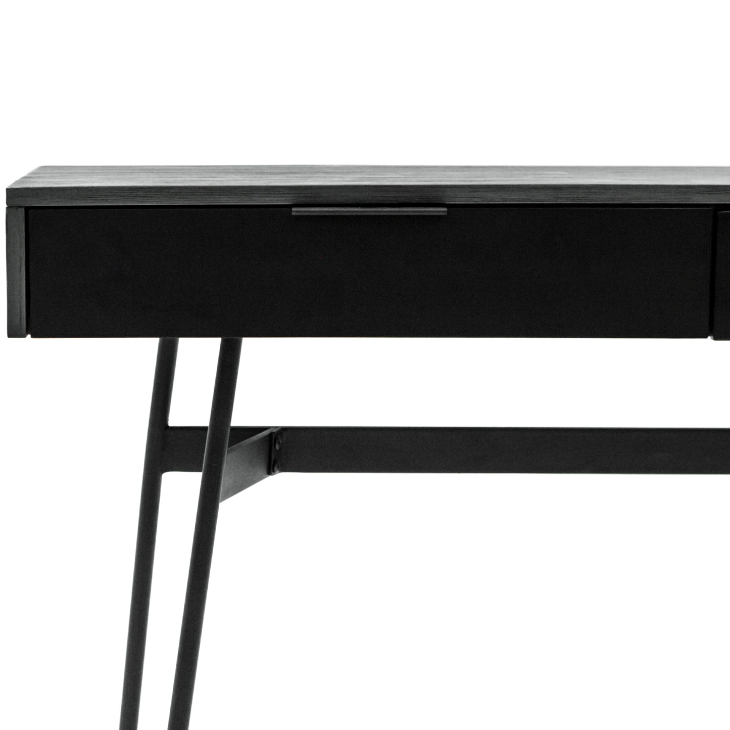 Bronks Black Acacia Console Table with Double Drawers