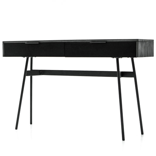 Bronks Black Acacia Console Table with Double Drawers