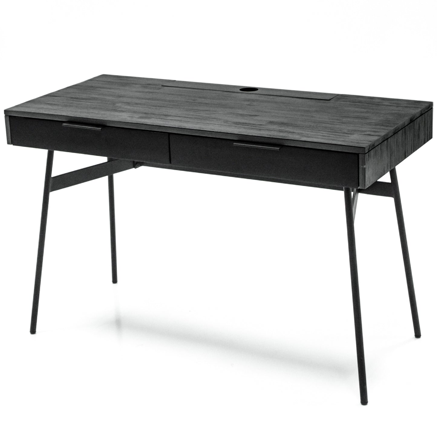 Lincoln Black Acacia Desk with Two Drawers