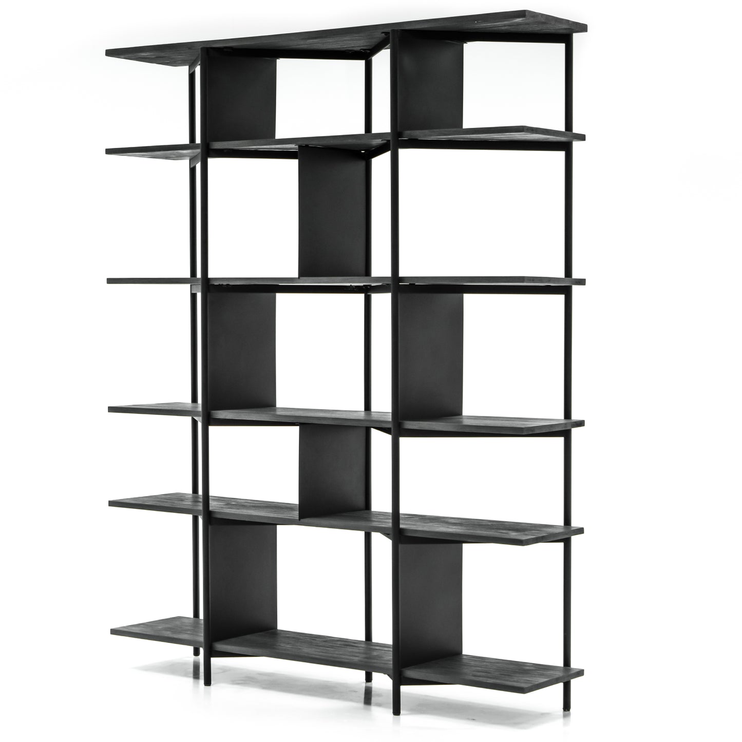 Obsidian Black Acacia Bookcase Shelving Unit