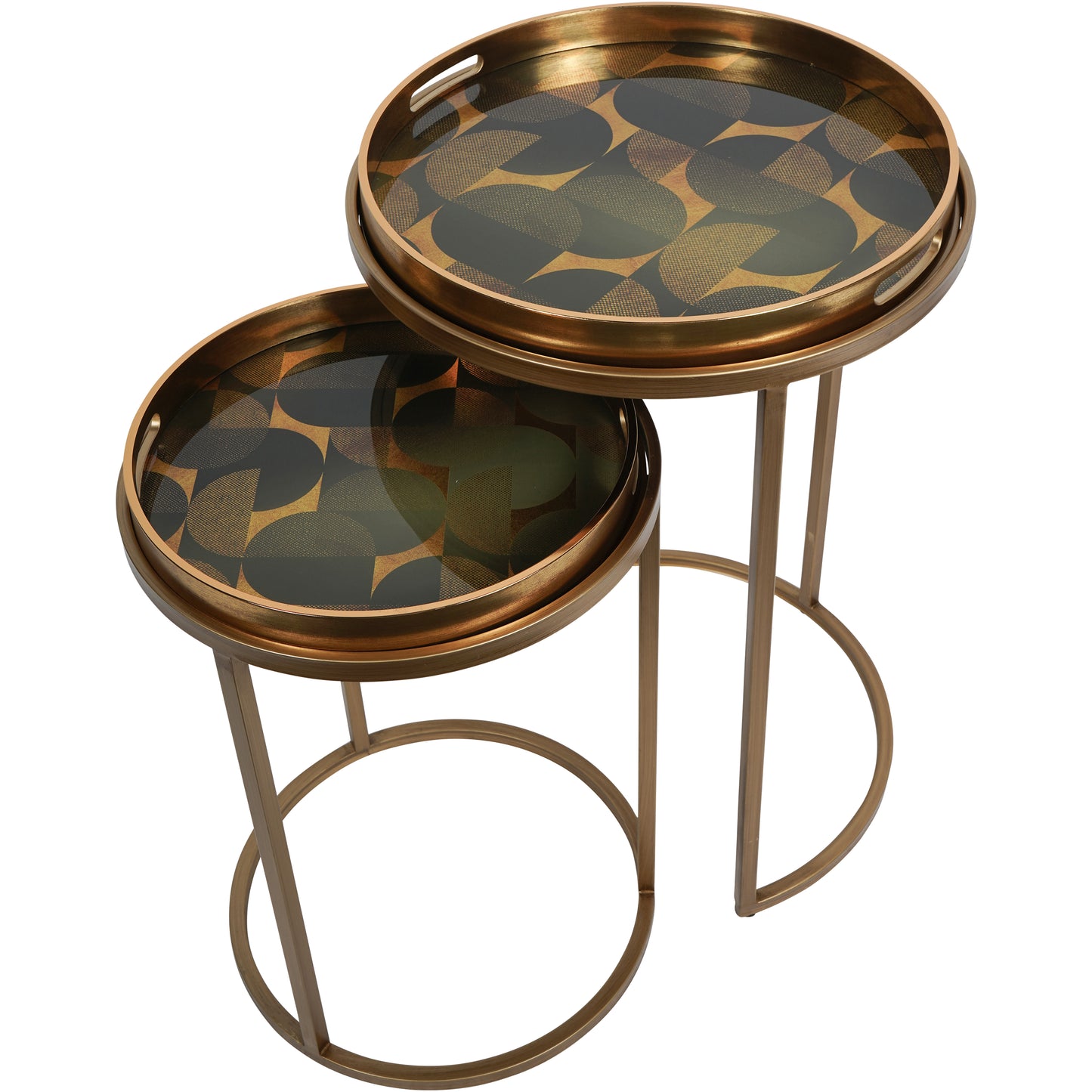 Retro Foil Pattern Side Tables - Set of 2