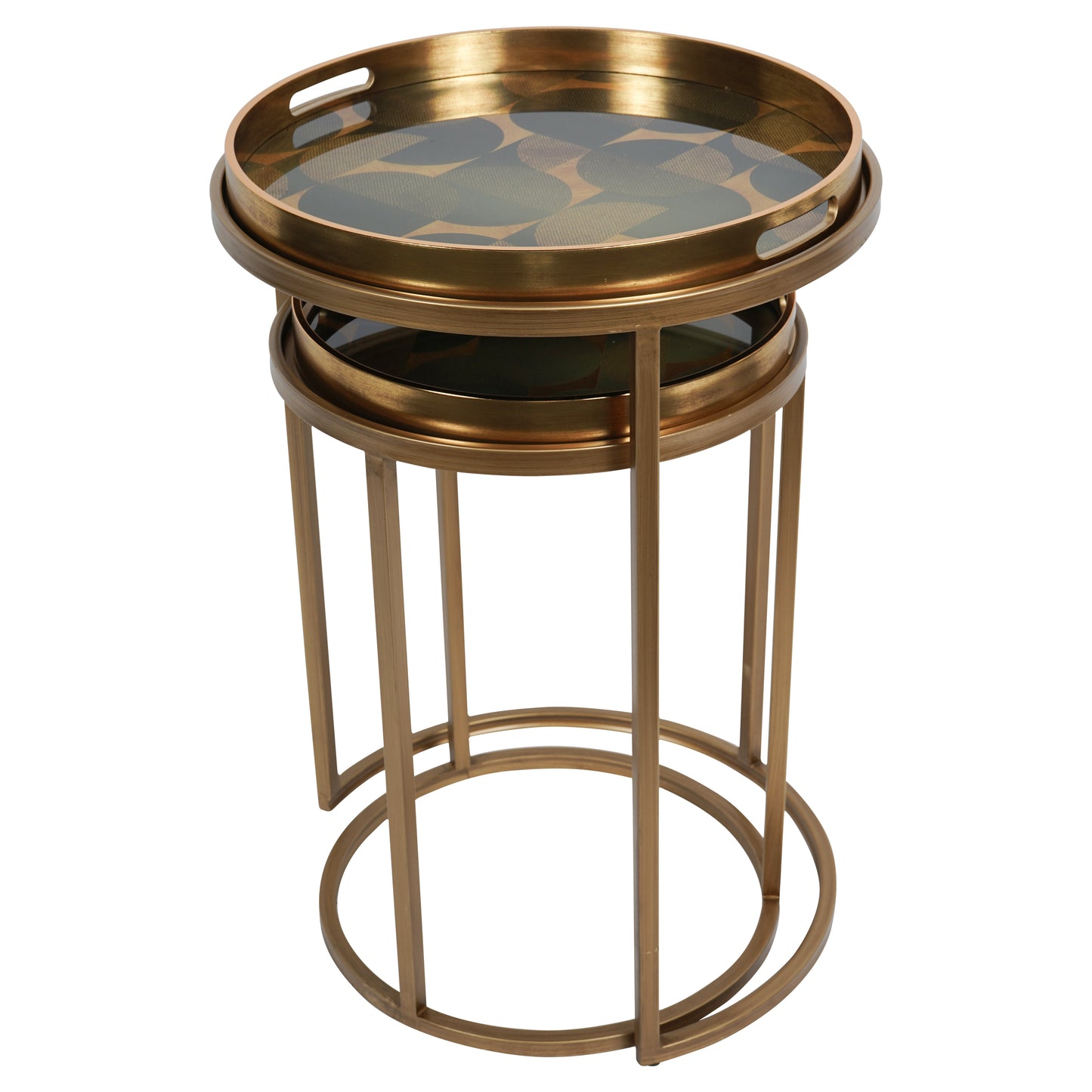 Retro Foil Pattern Side Tables - Set of 2