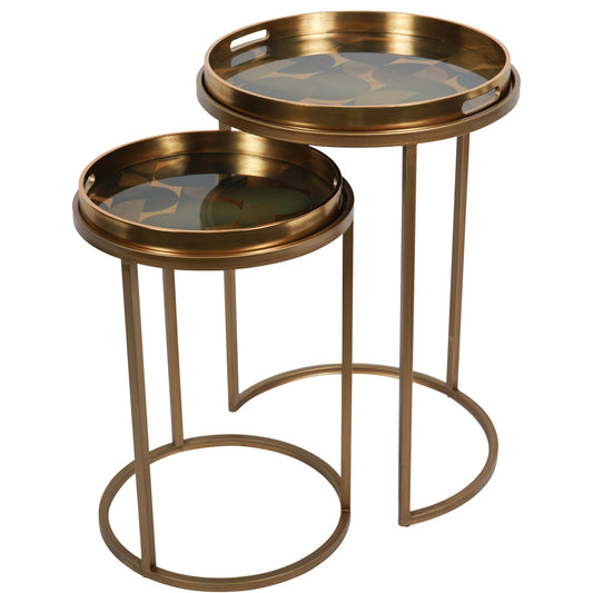 Retro Foil Pattern Side Tables - Set of 2