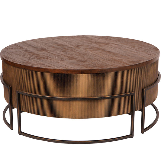 Hunter Corrugated Antique Gold Accent Table