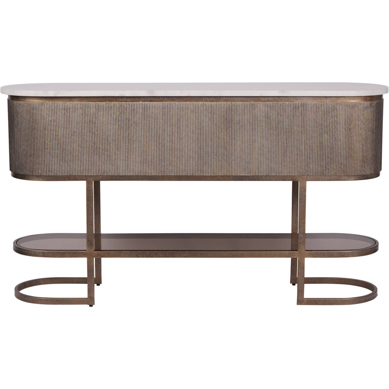 Belvedere Aged Gold Console Table with Lower Shelf