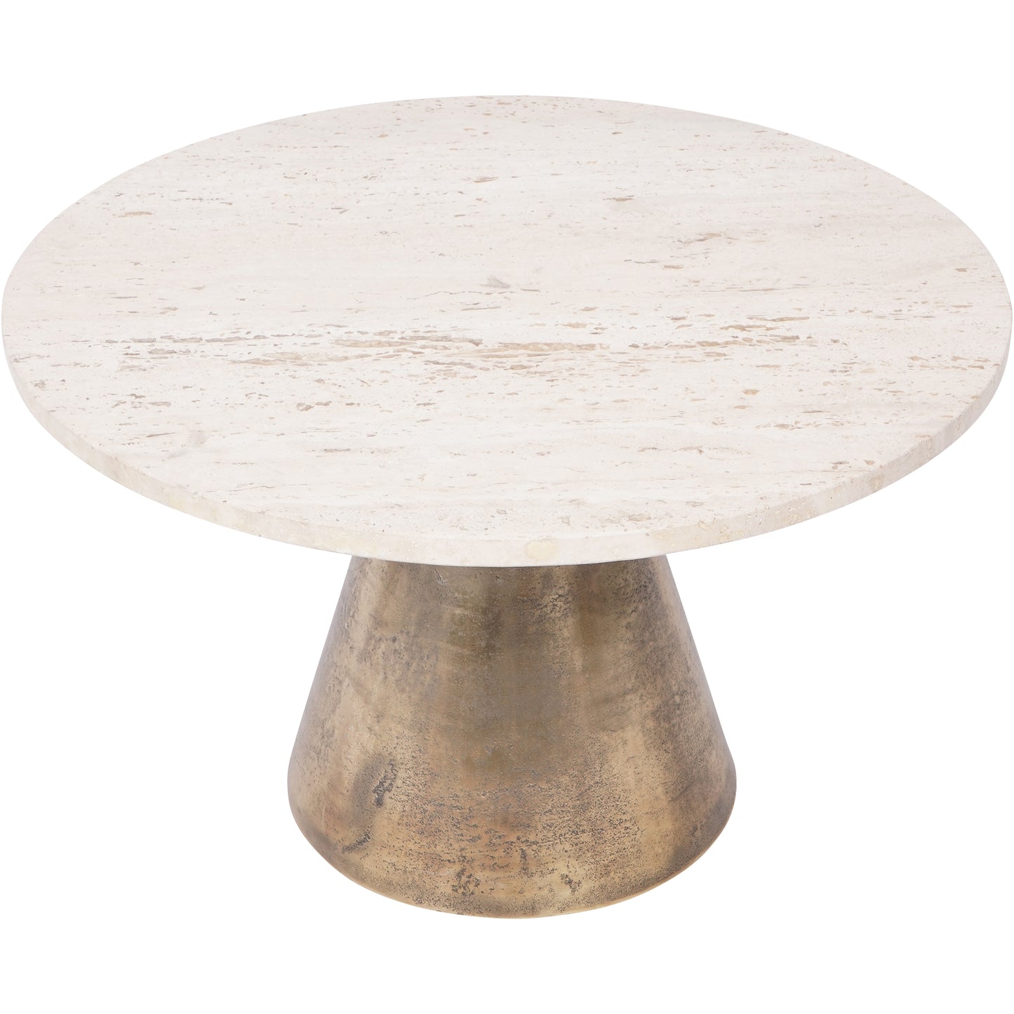 Clifton II Antique Brass and Light Travertine Coffee Table - Small