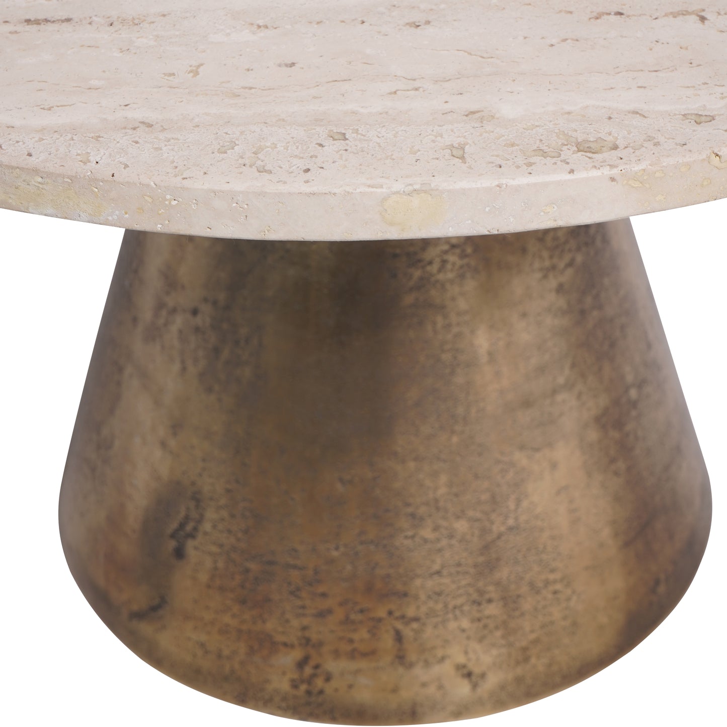 Clifton II Antique Brass and Light Travertine Coffee Table - Small