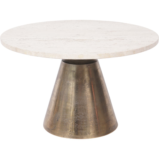 Clifton II Antique Brass and Light Travertine Coffee Table - Small