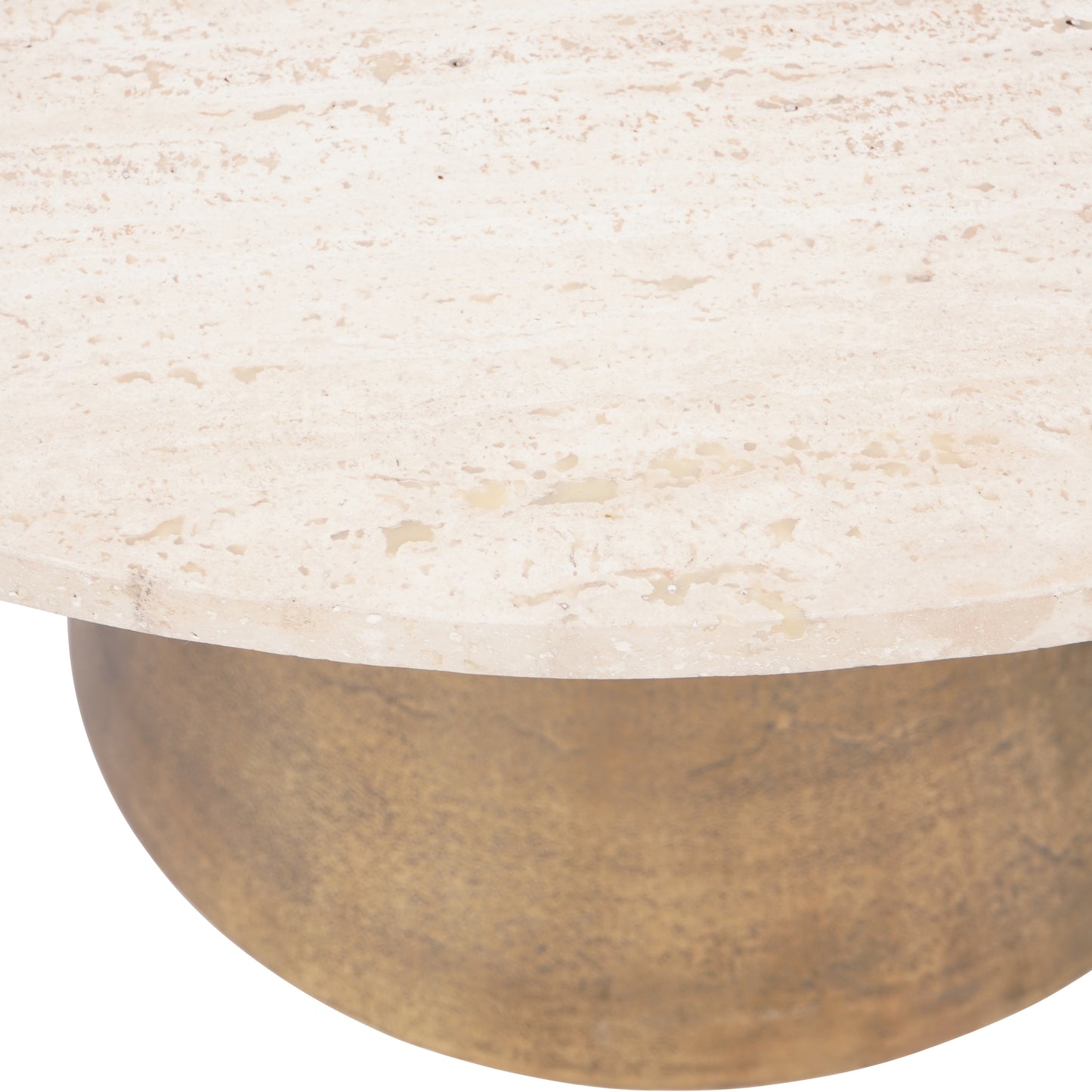 Clifton II Antique Brass and Light Travertine Coffee Table - Large