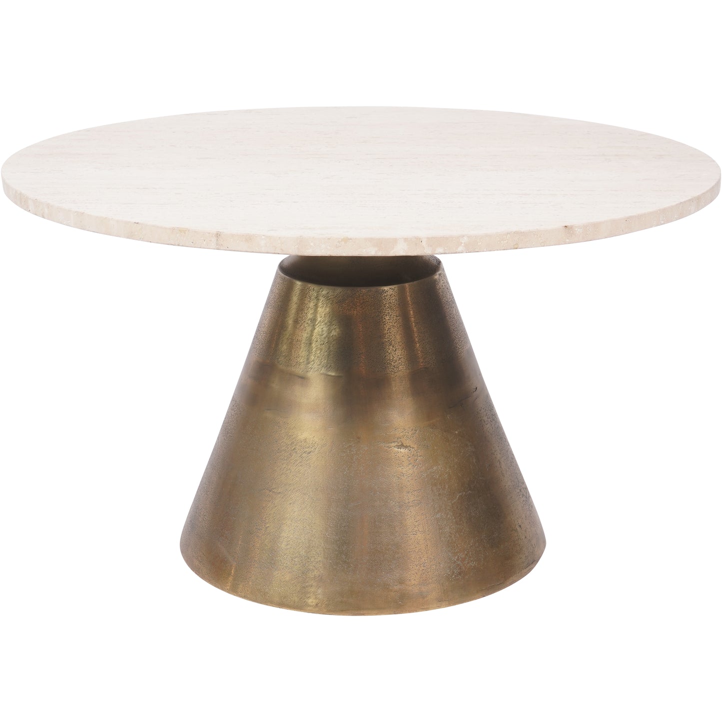 Clifton II Antique Brass and Light Travertine Coffee Table - Large