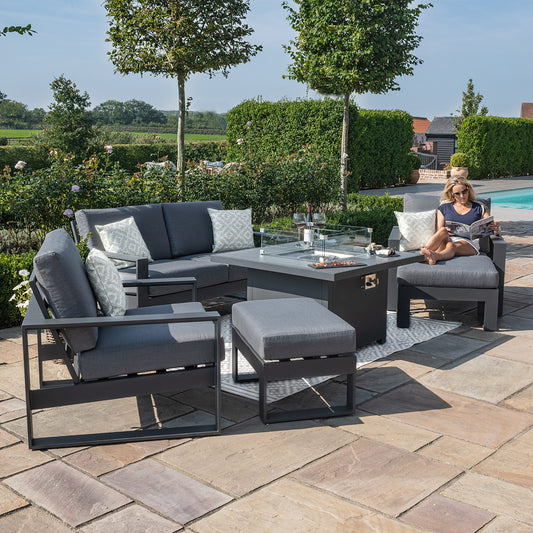 Maze - Amalfi 2 Seat Aluminium Sofa Set with Square Fire Pit Table - Grey