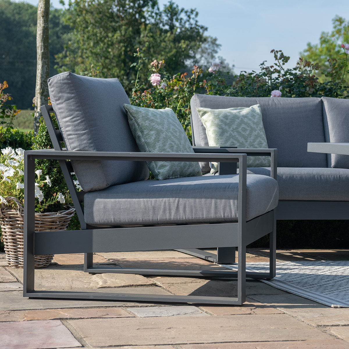 Maze - Amalfi 2 Seat Aluminium Sofa Set with Square Fire Pit Table - Grey