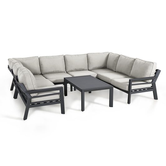 Maze - New York U-Shaped Sofa Set with Coffee Table - Dove Grey