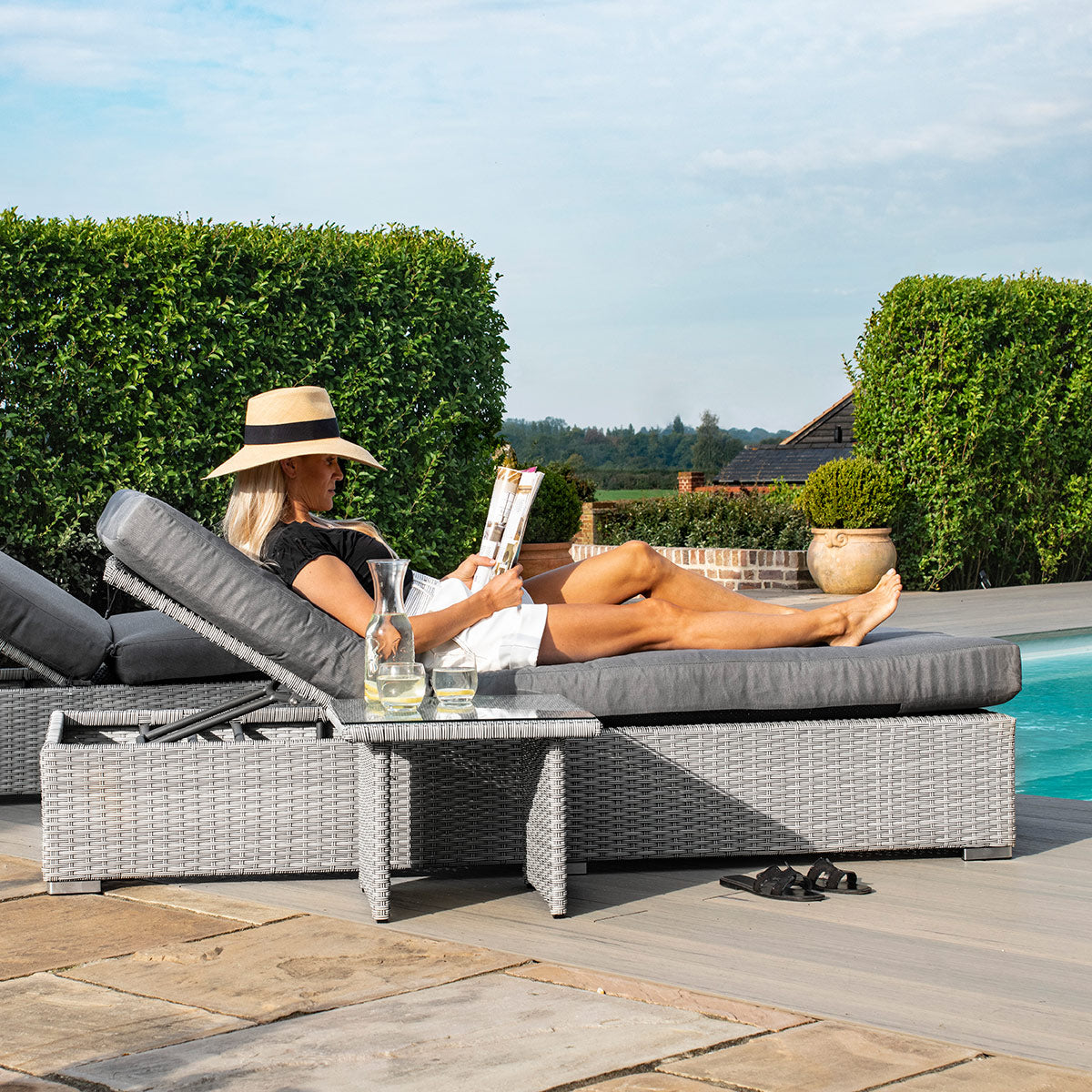 Maze - Ascot Rattan Sun Lounger Set with Weatherproof Cushions