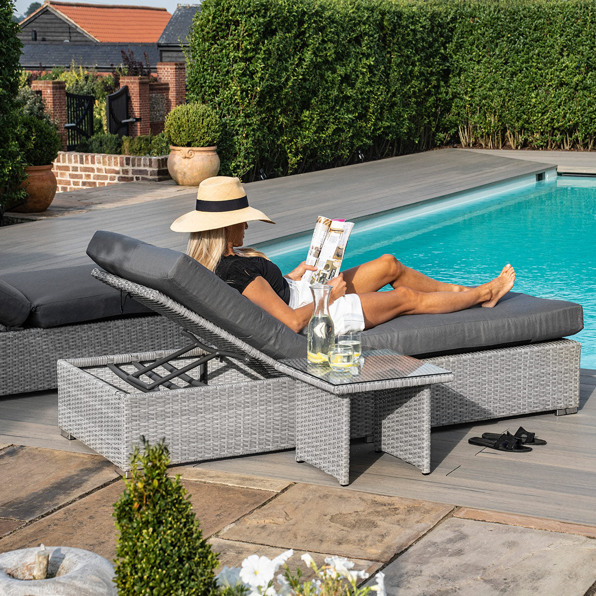 Maze - Ascot Rattan Sun Lounger Set with Weatherproof Cushions