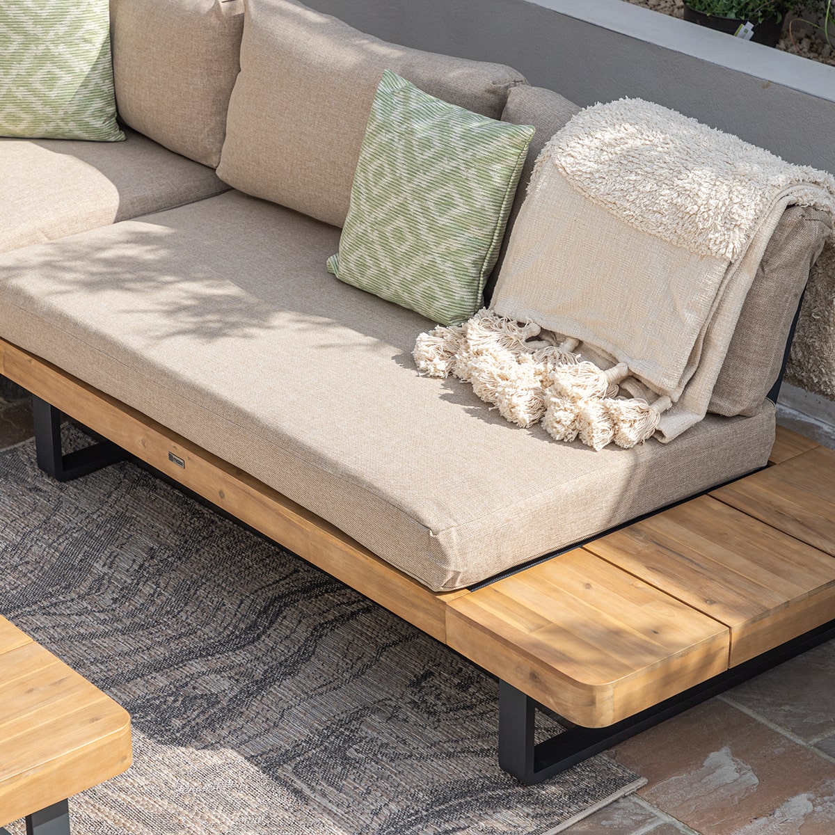 Maze - Bali Wood Platform Corner Sofa Set