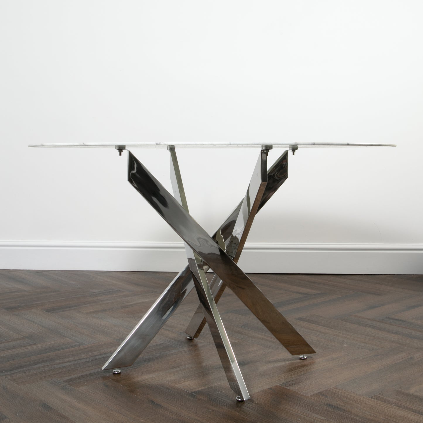 Silver Plated Marble Glass Dining Table