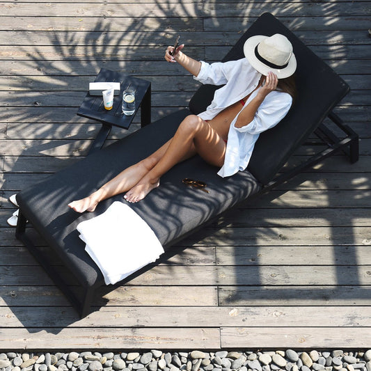 Maze - Outdoor Fabric Allure Sun lounger - Charcoal