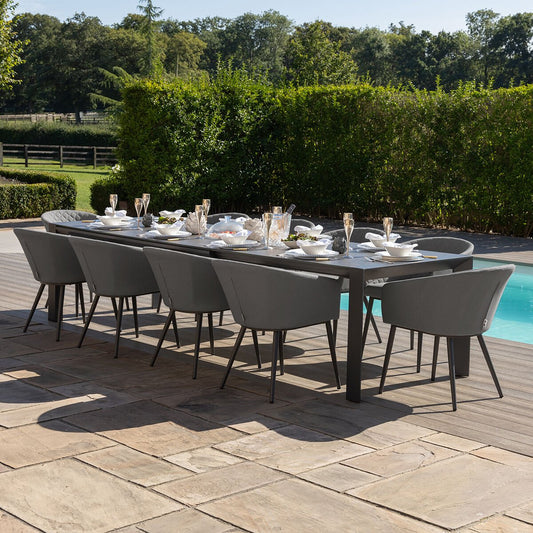Maze - Outdoor Fabric Ambition 10 Seat Extending Dining Set - Flanelle