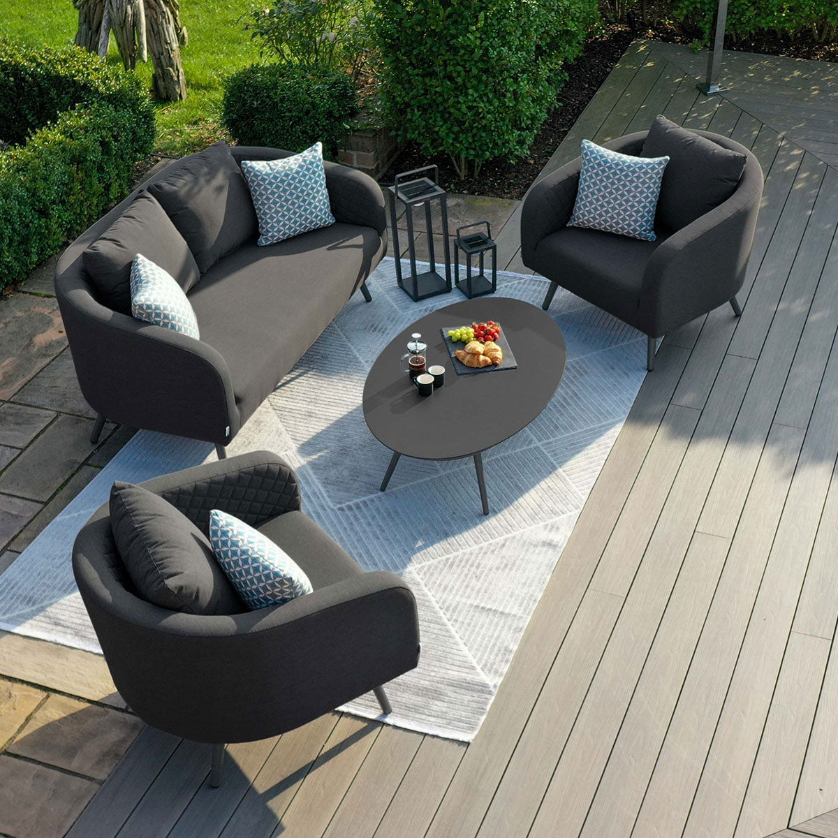 Maze - Outdoor Fabric Ambition 2 Seat Sofa Set - Charcoal