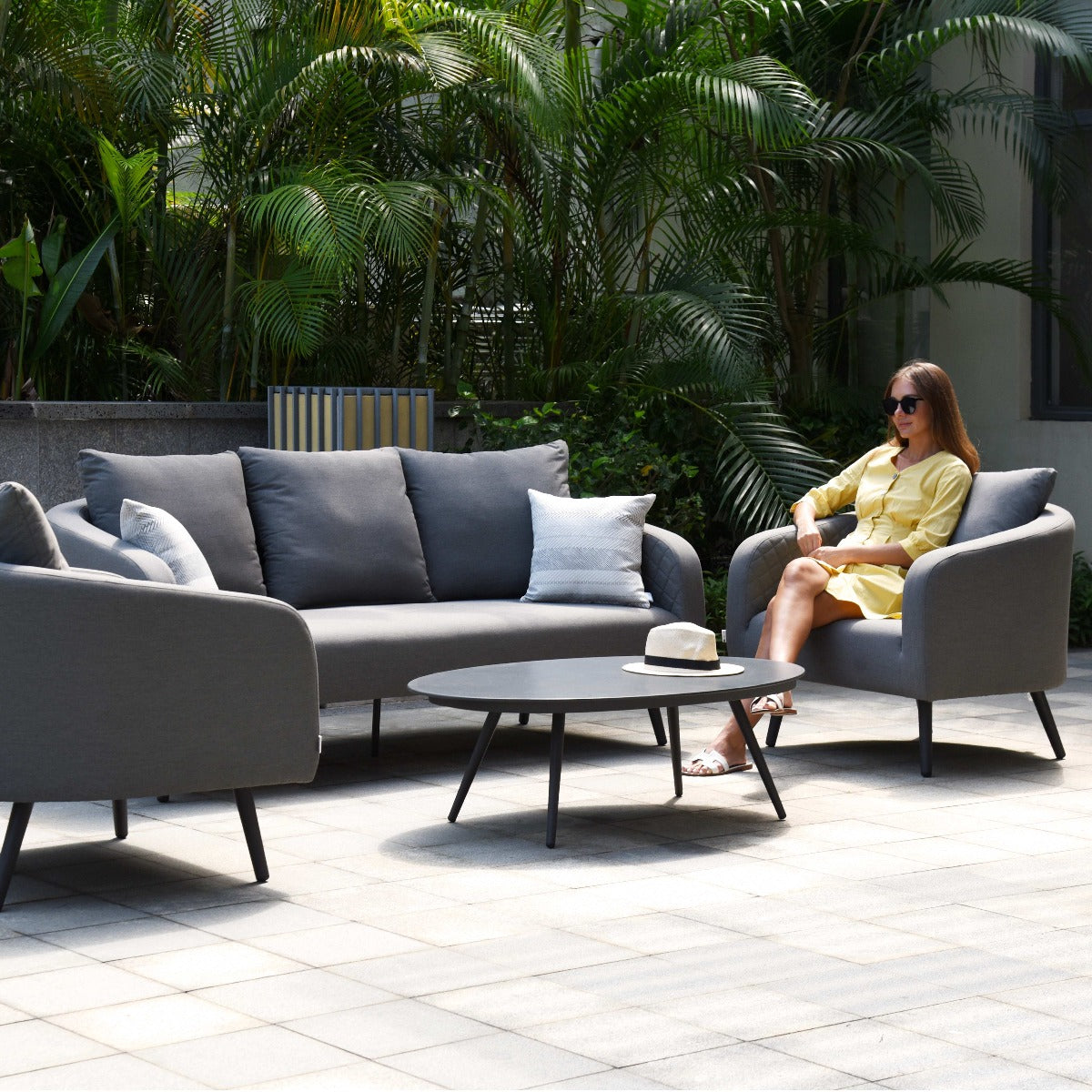 Maze - Outdoor Fabric Ambition 3 Seat Sofa Set - Flanelle