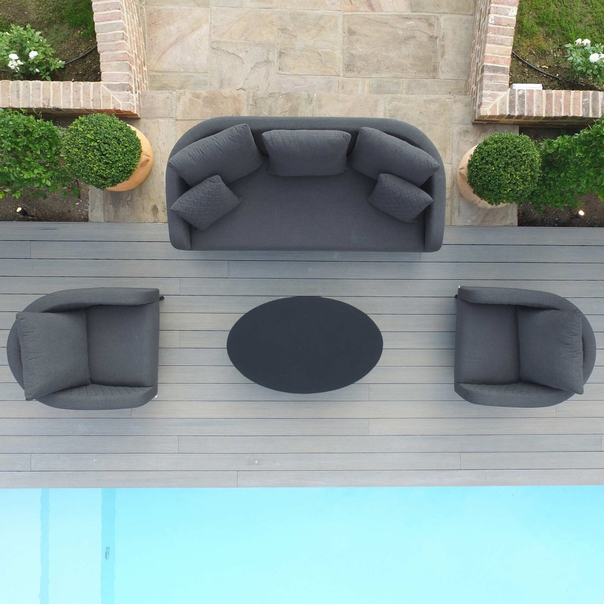 Maze - Outdoor Fabric Ambition 3 Seat Sofa Set - Flanelle