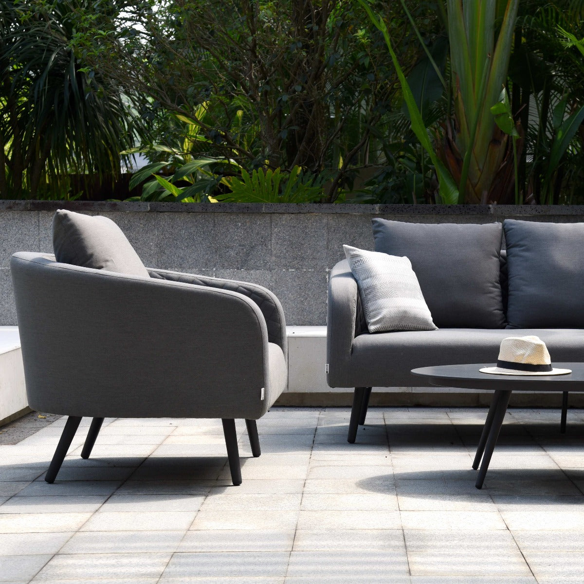 Maze - Outdoor Fabric Ambition 3 Seat Sofa Set - Flanelle