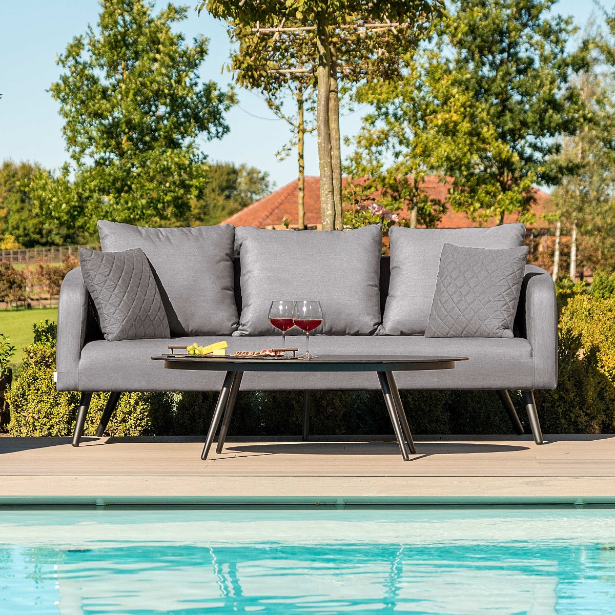 Maze - Outdoor Fabric Ambition 3 Seat Sofa Set - Flanelle