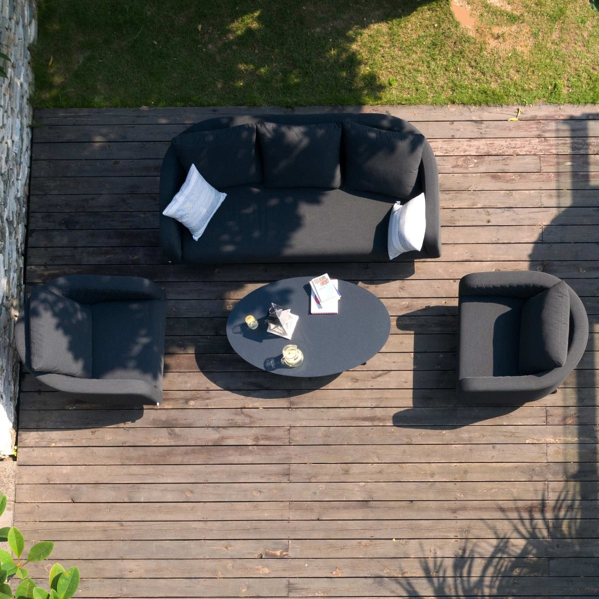 Maze - Outdoor Fabric Ambition 3 Seat Sofa Set - Charcoal