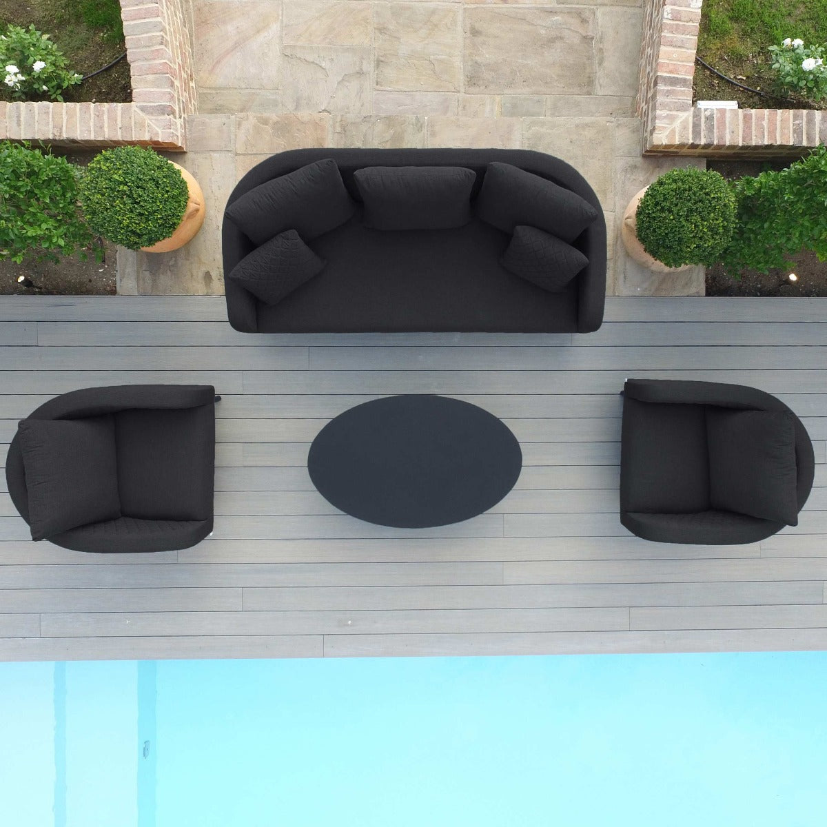 Maze - Outdoor Fabric Ambition 3 Seat Sofa Set - Charcoal