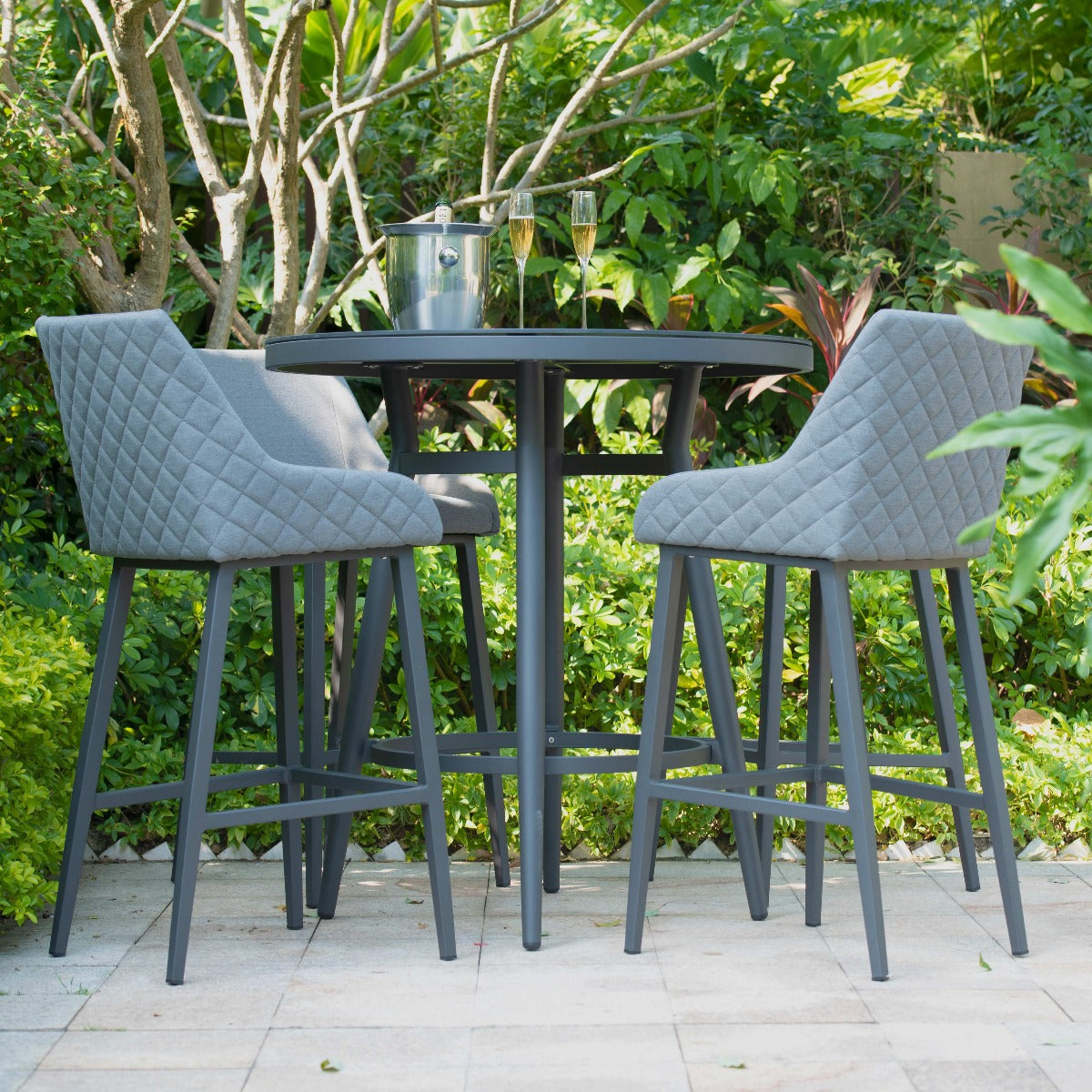 Maze - Outdoor Fabric Regal 4 Seat Round Bar Set - Flanelle