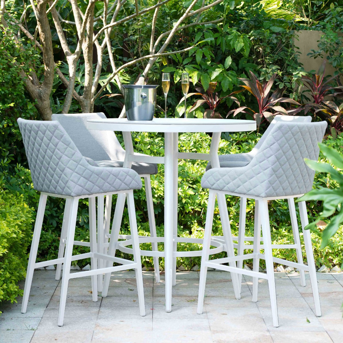 Maze - Outdoor Fabric Regal 4 Seat Round Bar Set - Lead Chine