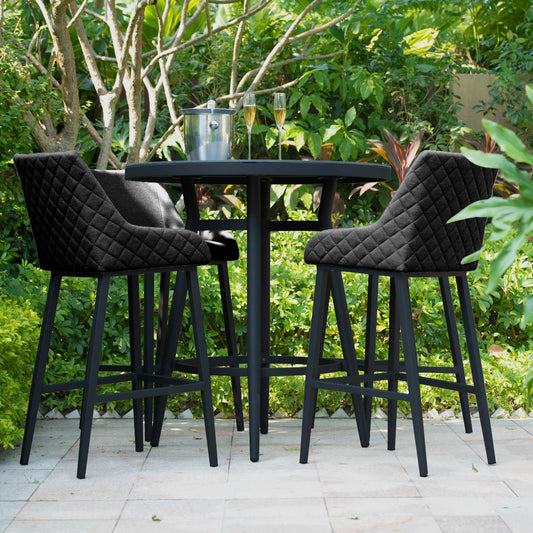 Maze - Outdoor Fabric Regal 4 Seat Round Bar Set - Charcoal