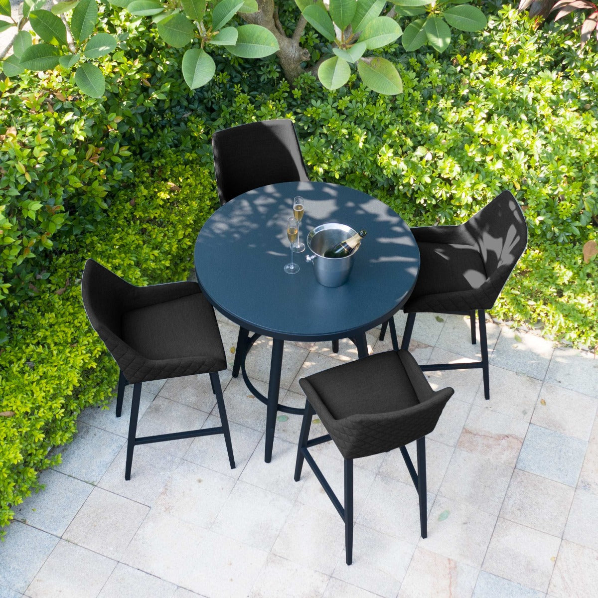 Maze - Outdoor Fabric Regal 4 Seat Round Bar Set - Charcoal