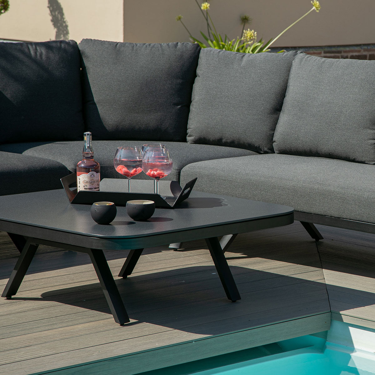 Maze - Outdoor Fabric Cove Corner Sofa Group - Charcoal