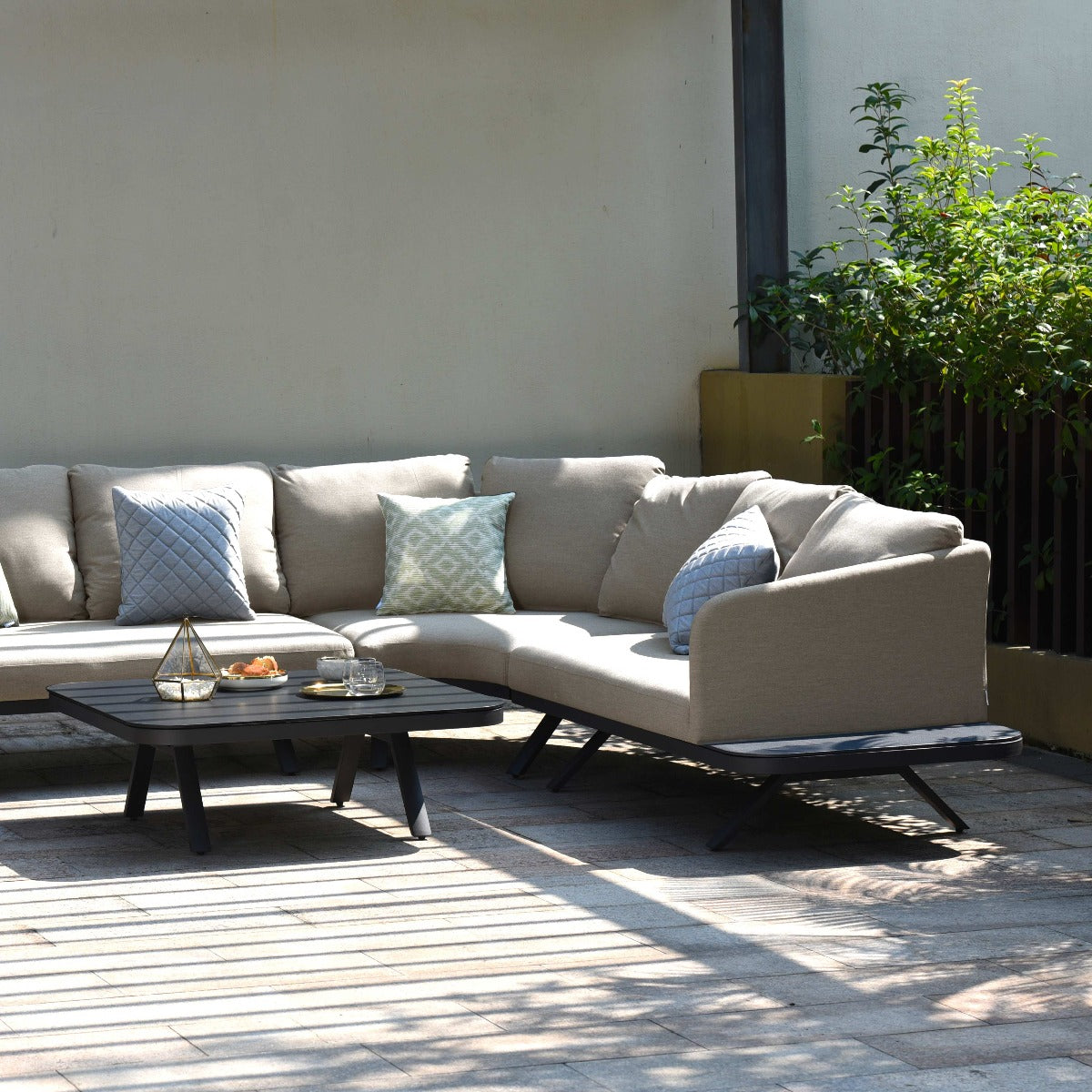 Maze - Outdoor Fabric Cove Corner Sofa Group - Taupe