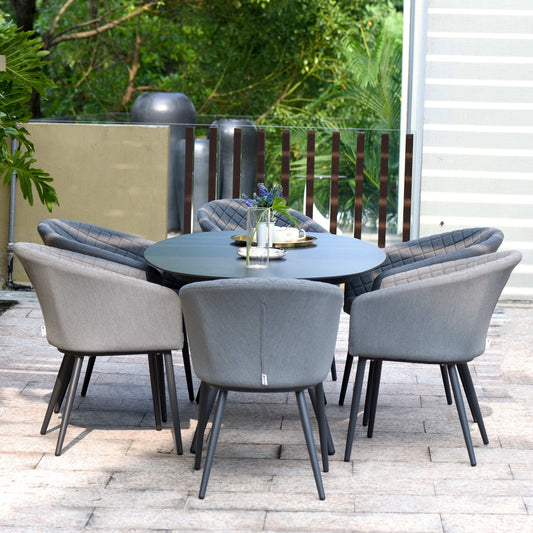 Maze - Outdoor Fabric Ambition 6 Seat Oval Dining Set -Flanelle