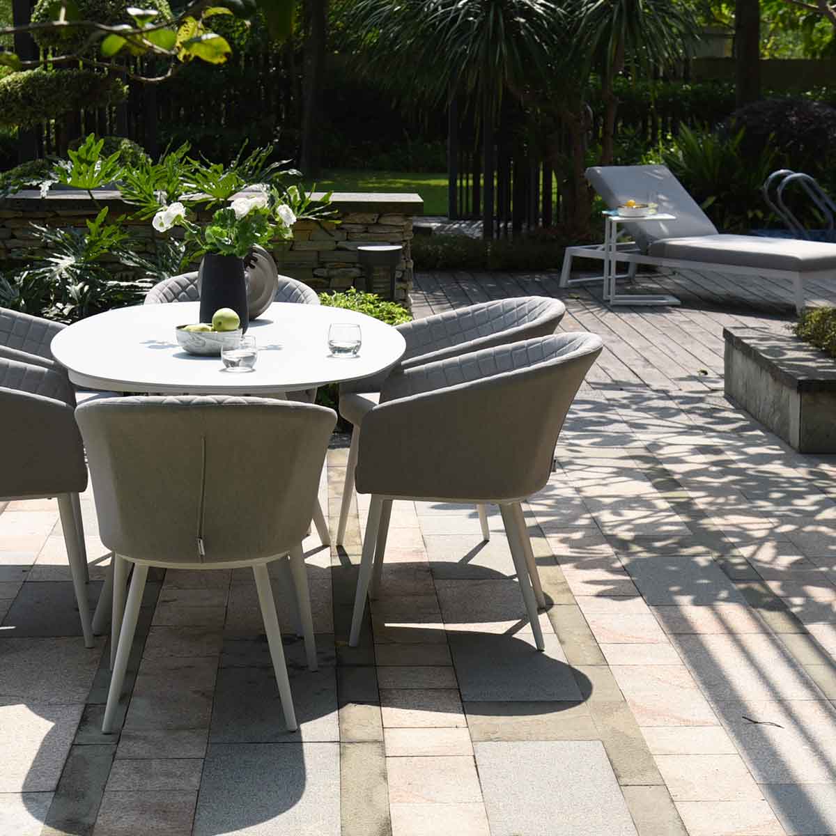 Maze - Outdoor Fabric Ambition 6 Seat Oval Dining Set -Lead Chine