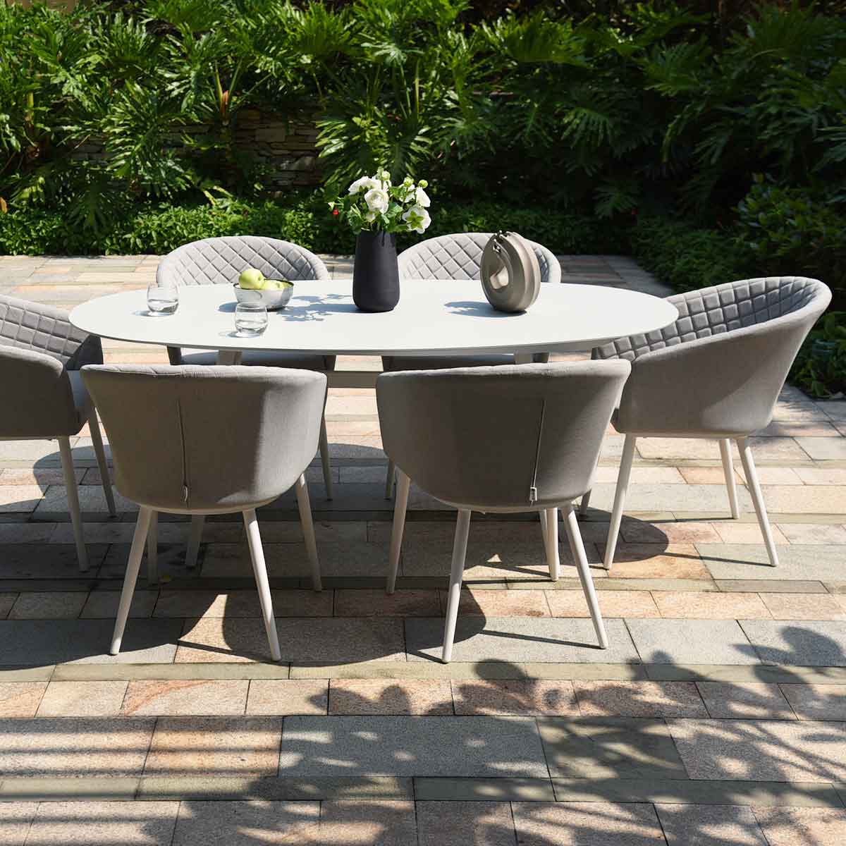 Maze - Outdoor Fabric Ambition 6 Seat Oval Dining Set -Lead Chine