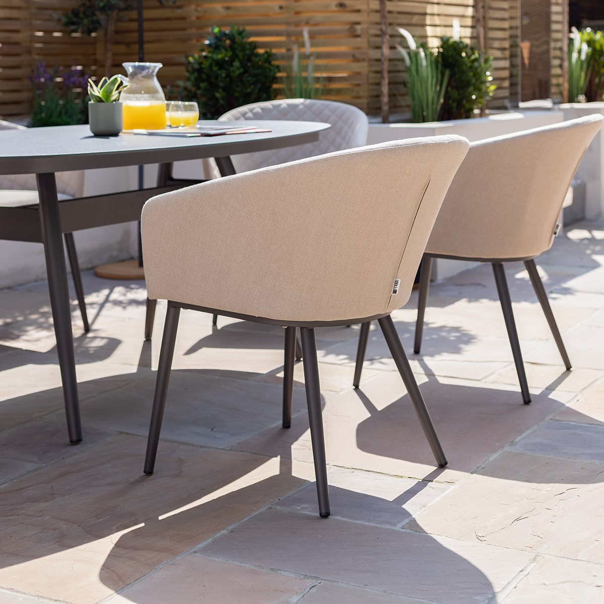 Maze - Outdoor Fabric Ambition 6 Seat Oval Dining Set -Oatmeal